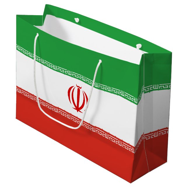 Iran-Flagge Große Geschenktüte (Vorderseite Schrägansicht)