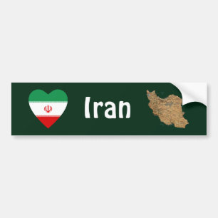 Iran-Flagge Herz + Karte Aufkleber Autoaufkleber