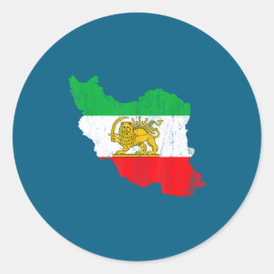 Iran-Flagge-Karte-Löwe-Persisch Runder Aufkleber