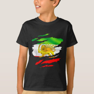 Iran-Flagge-Karte-Löwe-Sonne-Überlebender-Design T-Shirt