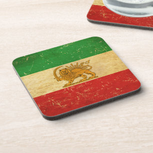 Iran-Flagge Löwe und Sonne Schah von Iran-Flagge U Getränkeuntersetzer