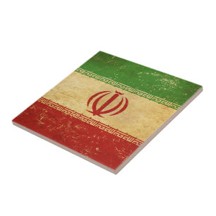Iran-Flagge Vintage-Design Keramikfliese