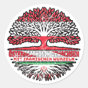 Iran Iranisch Österreichisch Österreich Baum Runder Aufkleber