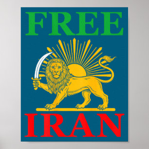 Iran iranische Flagge Löwe Rücken Illustration Poster
