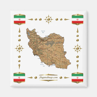 Iran Karte + Flaggen Magnet