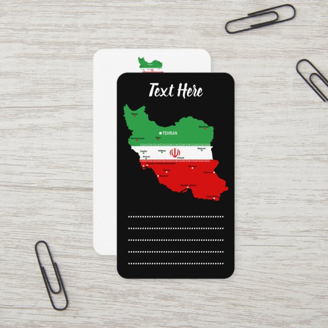 Iran Karte mit Flagge und Emblem (Vorderseite/Rückseite Beispiel)