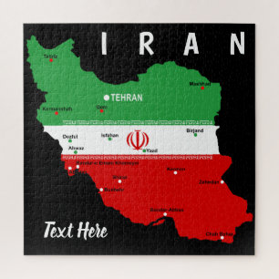 Iran Karte mit Flagge und Emblem