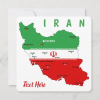 Iran Karte mit Flagge und Emblem