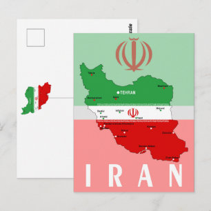 Iran Karte mit Flagge und Emblem