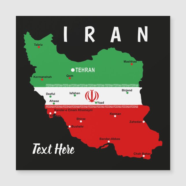 Iran Karte mit Flagge und Emblem (Vorderseite)