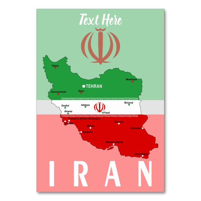 Iran Karte mit Flagge und Emblem (Vorderseite)