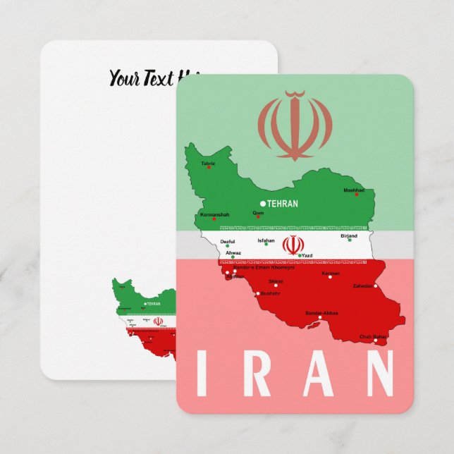 Iran Karte mit Flagge und Emblem (Vorne/Hinten)