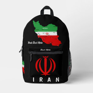Iran Karte mit Flagge und Emblem Bedruckter Rucksack