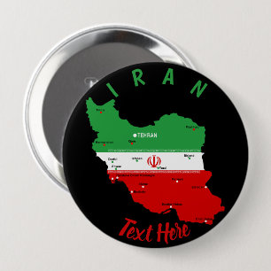Iran Karte mit Flagge und Emblem Button
