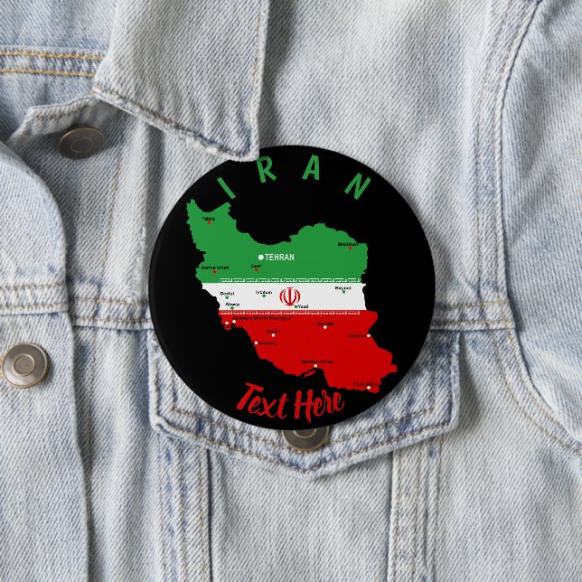 Iran Karte mit Flagge und Emblem Button (Beispiel)