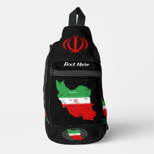 Iran Karte mit Flagge und Emblem Crossbody Bag