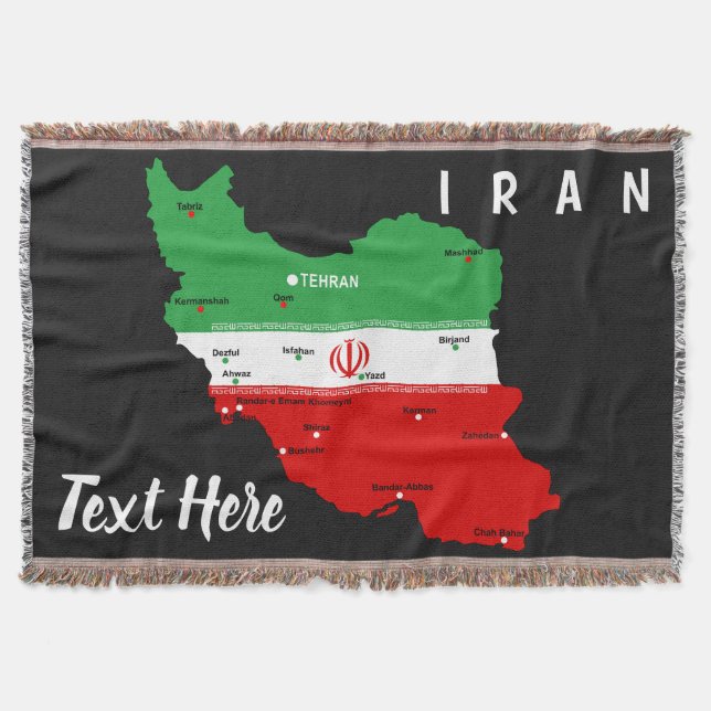 Iran Karte mit Flagge und Emblem Decke (Vorderseite)