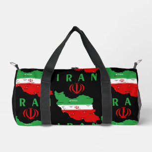 Iran Karte mit Flagge und Emblem Duffle Bag