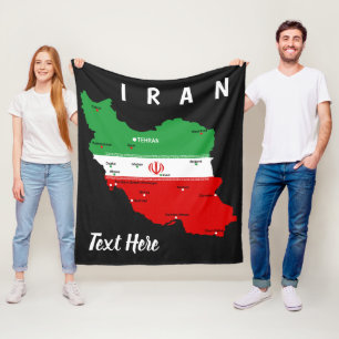 Iran Karte mit Flagge und Emblem Fleecedecke