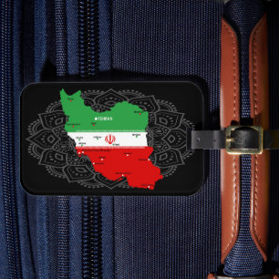 Iran Karte mit Flagge und Emblem Gepäckanhänger