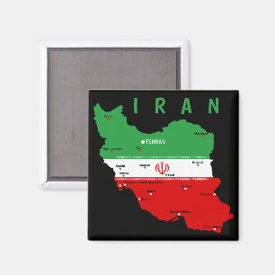 Iran Karte mit Flagge und Emblem Magnet