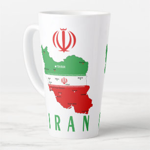 Iran Karte mit Flagge und Emblem Milchtasse