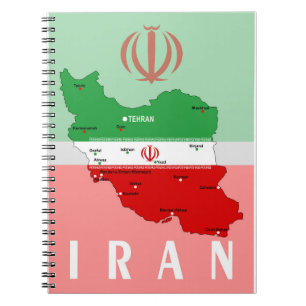 Iran Karte mit Flagge und Emblem Notizblock