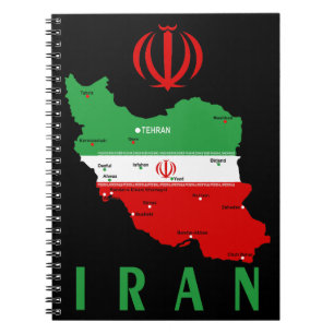 Iran Karte mit Flagge und Emblem Notizblock