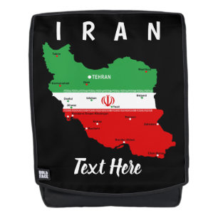Iran Karte mit Flagge und Emblem Rucksack