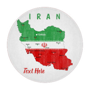 Iran Karte mit Flagge und Emblem Schneidebrett