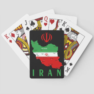 Iran Karte mit Flagge und Emblem Spielkarten