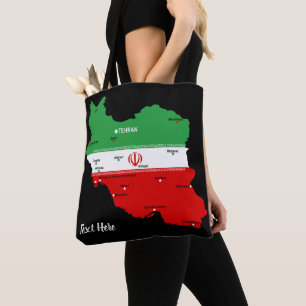 Iran Karte mit Flagge und Emblem Tasche