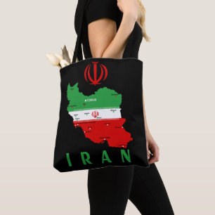 Iran Karte mit Flagge und Emblem Tasche
