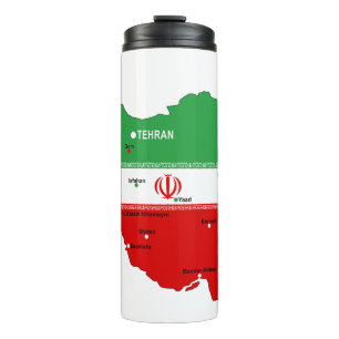 Iran Karte mit Flagge und Emblem Thermosbecher