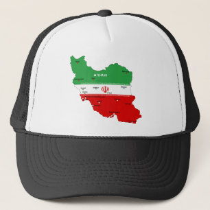Iran Karte mit Flagge und Emblem Truckerkappe