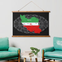 Iran Karte mit Flagge und Emblem