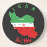Iran Map with Flag and Emblem Getränkeuntersetzer<br><div class="desc">Iran Political Map with capital Tehran,  national borders,  most important cities,  rivers and lakes. The Iranian Flag Colors are superposed on the Map Silhouette. Vector Illustration by BluedarkArt TheChameleonArt</div>