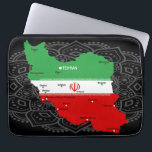Iran Map with Flag and Emblem Laptopschutzhülle<br><div class="desc">Iran Political Map with capital Tehran, national borders, most important cities, rivers and lakes. The Iranian Flag Colors are superposed on the Map Silhouette. Vector Illustration by BluedarkArt TheChameleonArt</div>