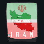 Iran Map with Flag and Emblem Rucksack<br><div class="desc">Iran Political Map with capital Tehran,  national borders,  most important cities,  rivers and lakes. The Iranian Flag Colors are superposed on the Map Silhouette. Vector Illustration by BluedarkArt TheChameleonArt</div>