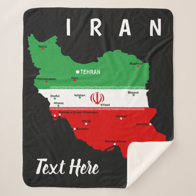 Iran Map with Flag and Emblem Sherpadecke (Vorderseite)