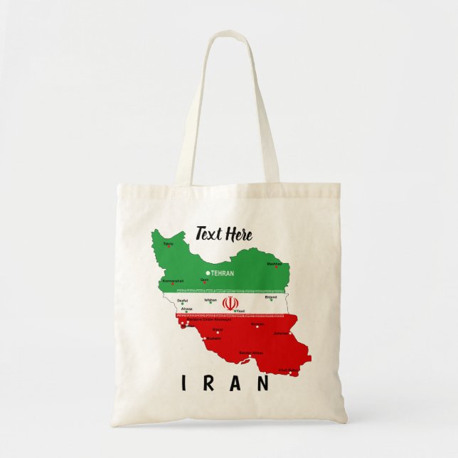 Iran Map with Flag and Emblem Tragetasche (Vorne)
