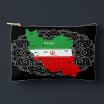 Iran Map with Flag and Emblem Zubehörtasche<br><div class="desc">Iran Political Map with capital Tehran, national borders, most important cities, rivers and lakes. The Iranian Flag Colors are superposed on the Map Silhouette. Vector Illustration by BluedarkArt TheChameleonArt</div>