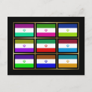 Iran Multihue Flags Postkarte