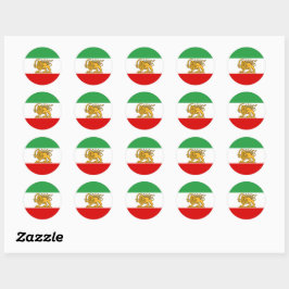 Iran, persische Flagge mit Löwen, Schah des Iran Runder Aufkleber