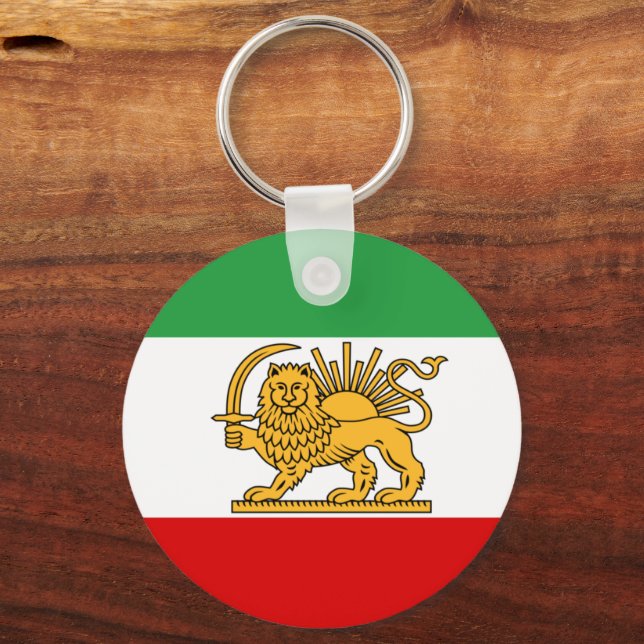 Iran, persische Flagge mit Löwen, Schah des Iran Schlüsselanhänger (Vorderseite)