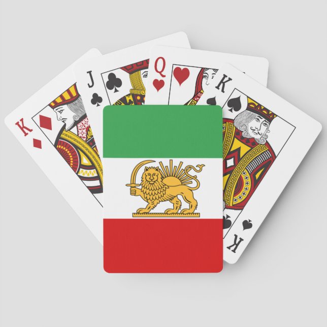 Iran, persische Flagge mit Löwen, Schah des Iran Spielkarten (Rückseite)
