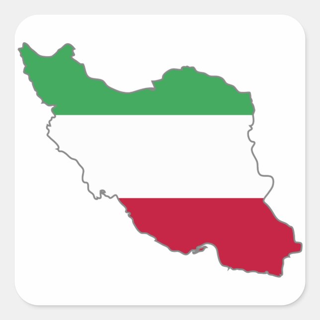 Iran Tricolor-Flag-Karte Quadratischer Aufkleber (Vorderseite)