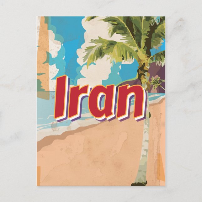 Iran Vintage Reiseplakat Postkarte (Vorderseite)