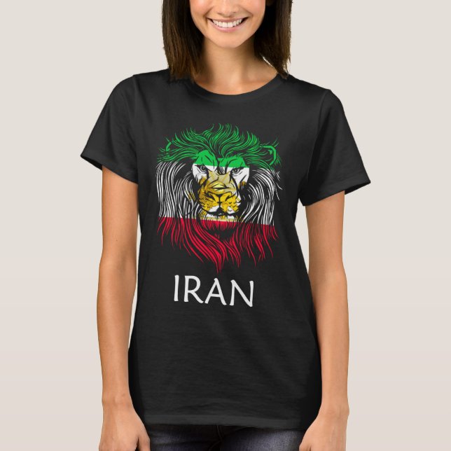 Iranian Lion Head Flag Iran T-Shirt (Vorderseite)