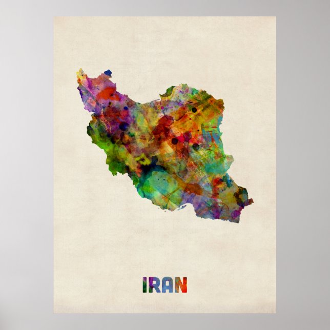 Iranische Aquarellkarte Poster (Vorne)